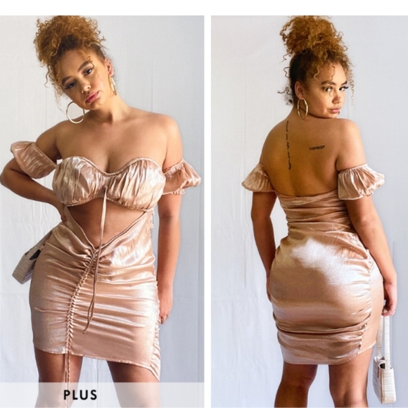 PrettyLittleThing Dresses & Skirts - Pretty Little Thing Plus Champagne Satin Dress